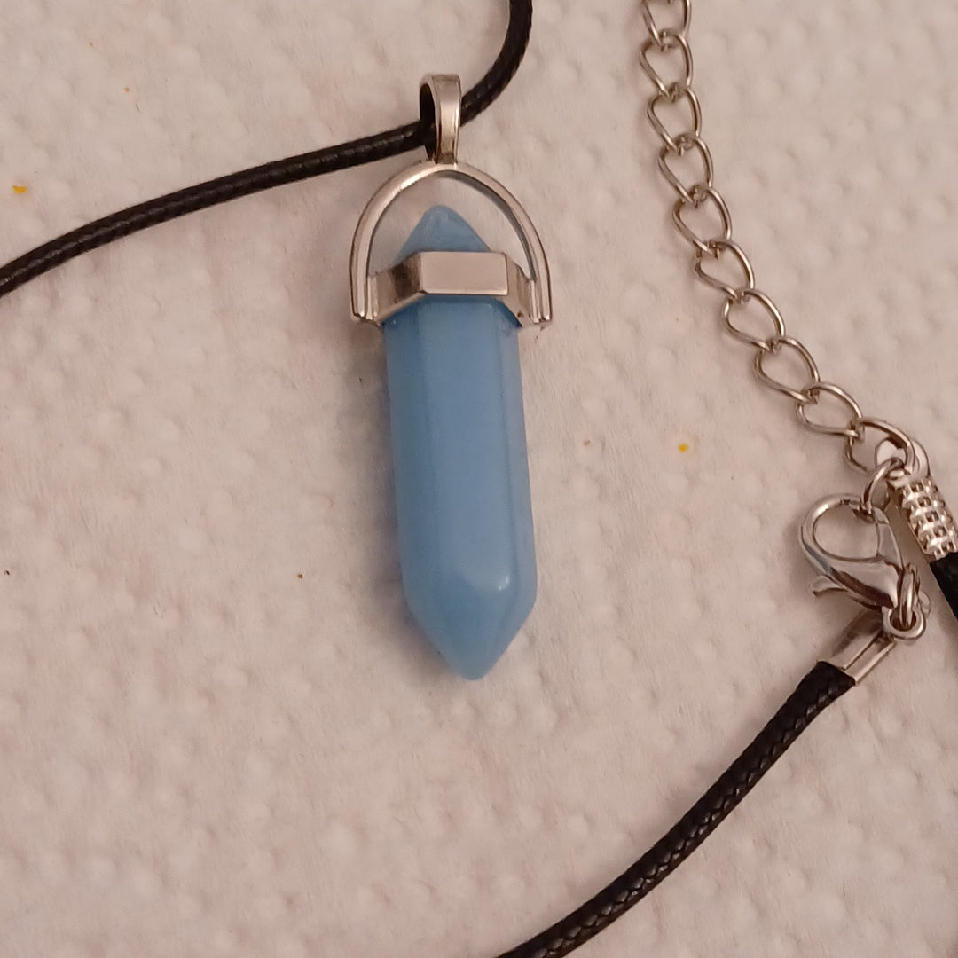 Bullet Shape Healing Stones with Black Paracord Necklace - Dyed Agate