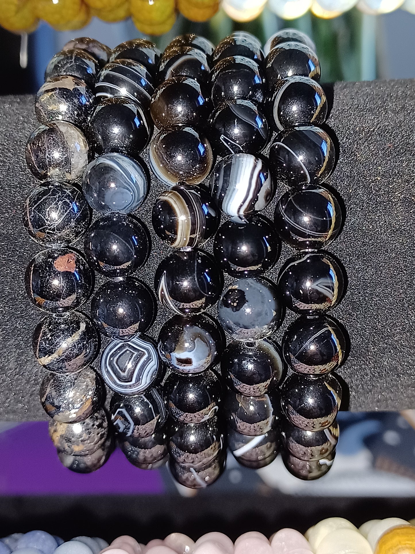 Black Onyx Natural Stone Stretch Bracelet