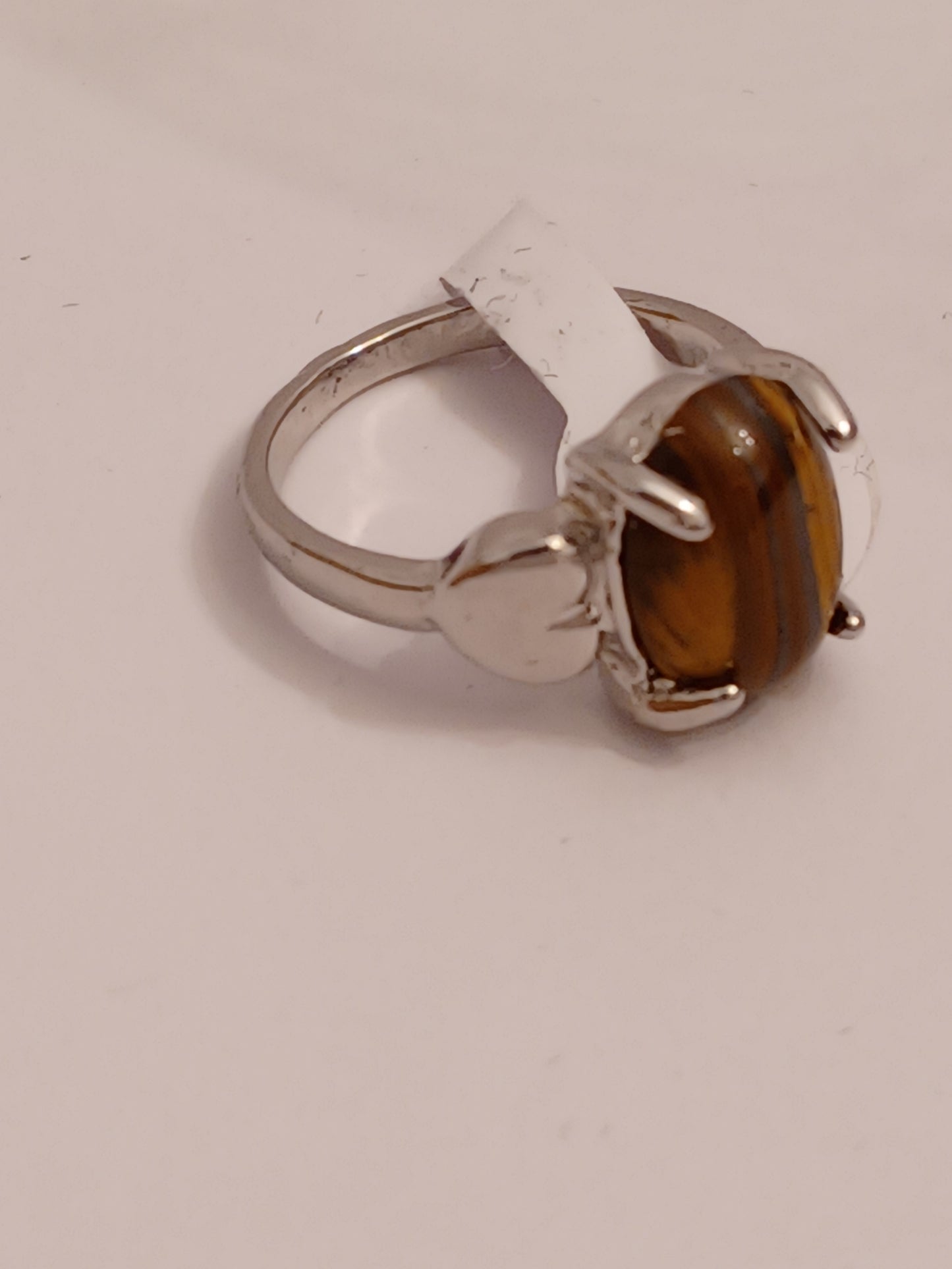 Tiger's Eye Ring with Heart - Size 9