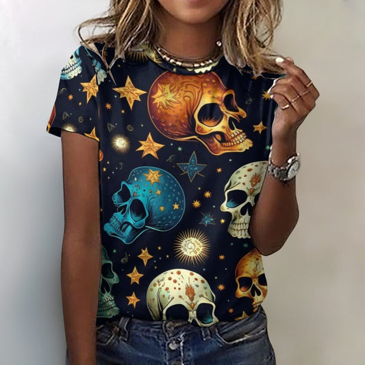 Women's Skulls Cotton T-Shirt