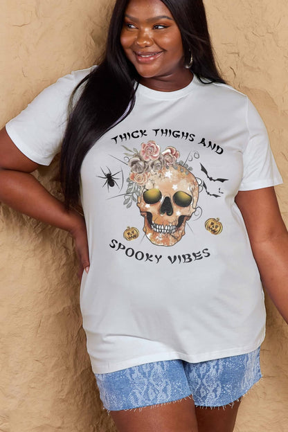 THICK THIGHS AND SPOOKY VIBES Graphic Cotton T-Shirt