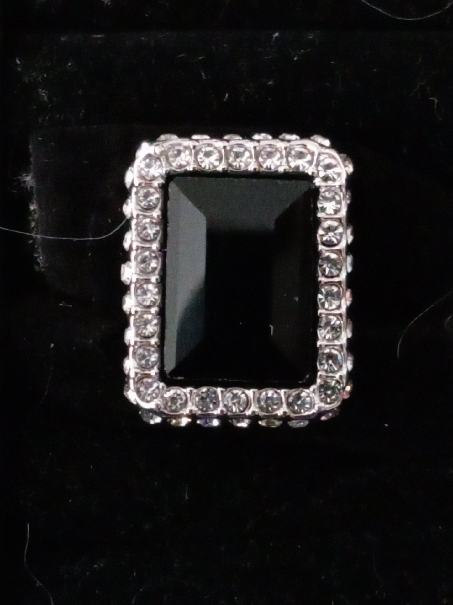 Square Black Onyx and Silver Ring