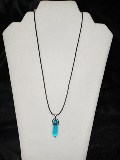 Bullet Shape Healing Stones with Black Paracord Necklace - Opalite