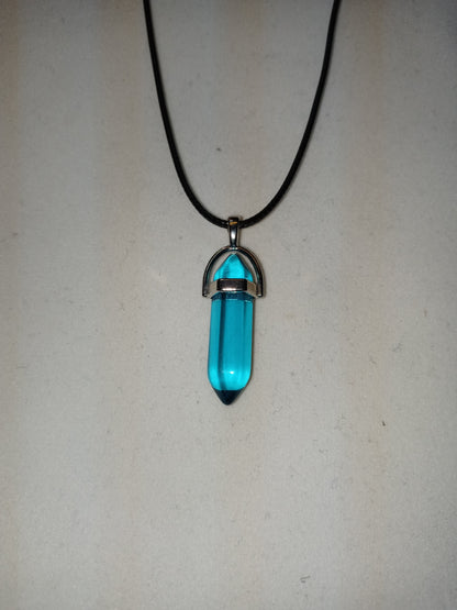 Bullet Shape Healing Stones with Black Paracord Necklace - Opalite