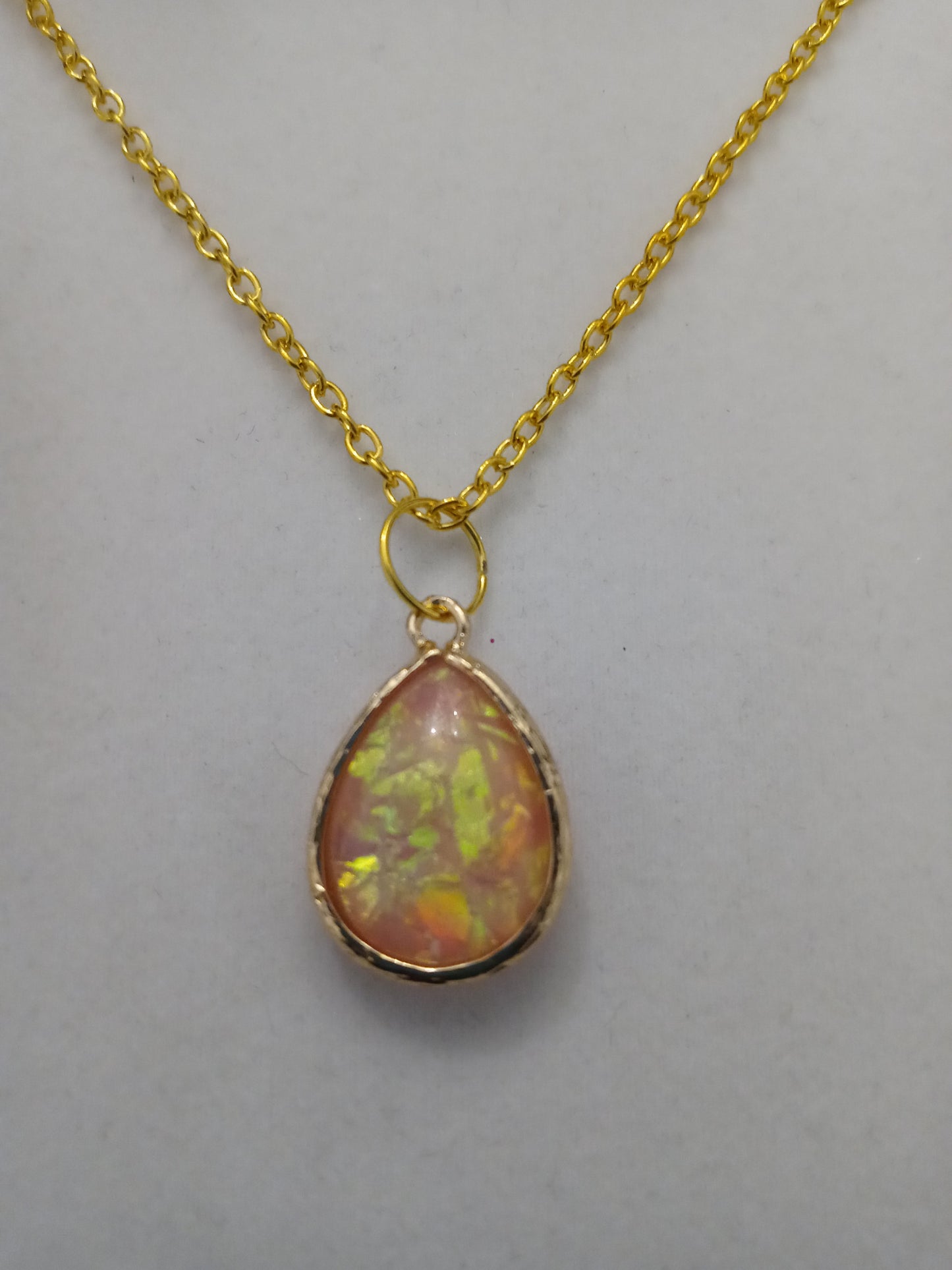 Fire Opal on Chain Necklace
