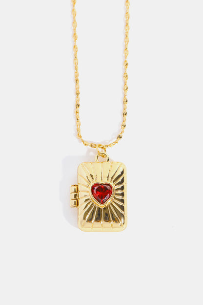 Heart Zircon Box Pendant Copper Necklace