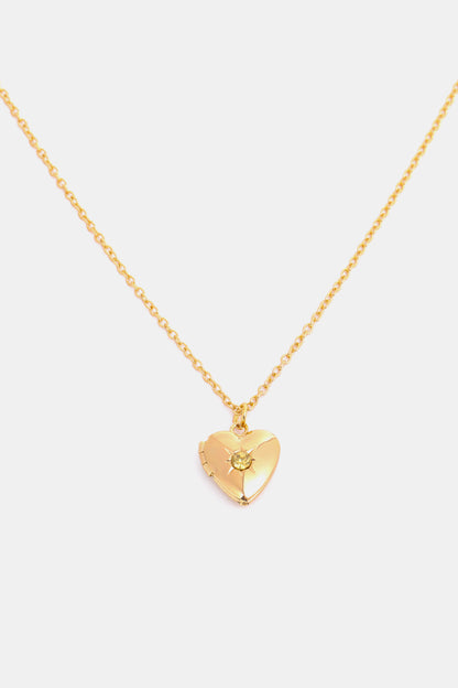 Zircon Heart Shape 14K Gold-Plated Pendant Necklace